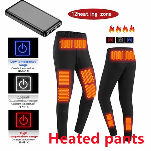 10000mAh Powered Electric USB Heated Pants 12 Zones Trousers Women Winter Warmer