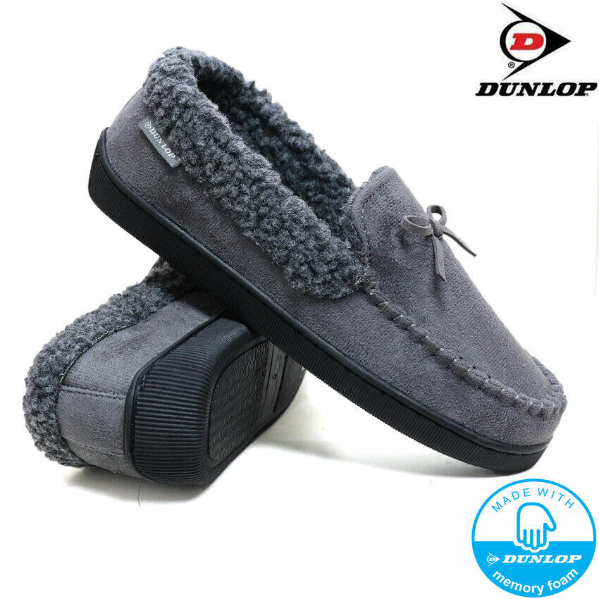 Dunlop Mens Slippers Comfy Slip On Moccasins Memory Foam New Shoes UK Sizes  7-13