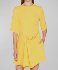 Stella McCartney Women's Yellow Falabella Chain Drape Mini Dress Size 40