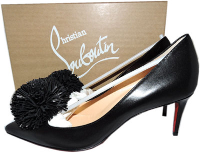 Christian Louboutin ブラックブーティ 36 CHRISTIAN LOUBOUTIN Black Leather Orniron Ankle Boots Size