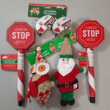 Christmas Tree Ornament Lot Burlap Santa Owl Glitter Camper Solar Light Winter