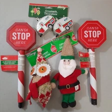 Christmas Tree Ornament Lot Burlap Santa Owl Glitter Camper Solar Light Winter