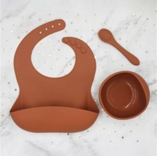 Silicone Waterproof Baby Set - Bib  Bowl  Spoon 