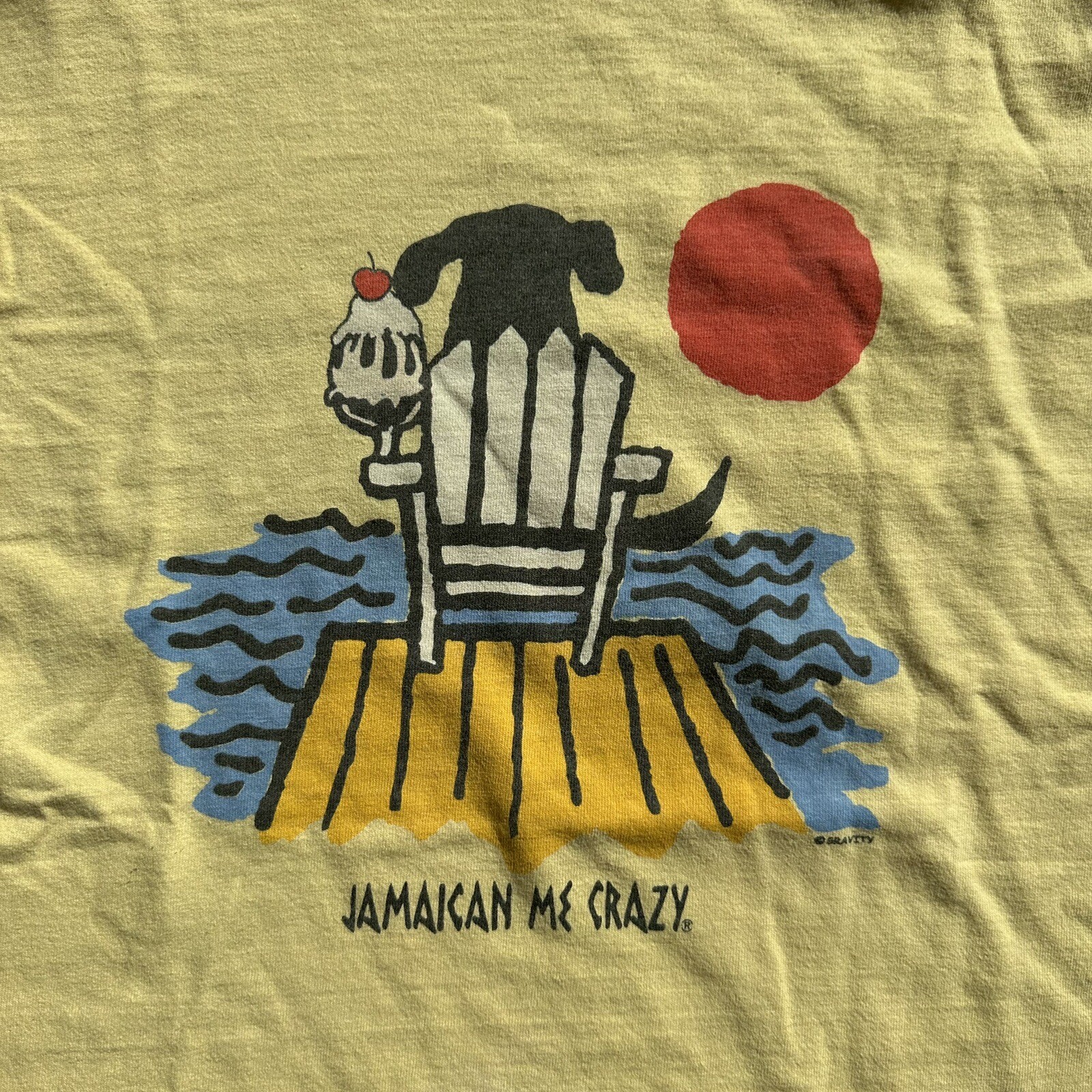 VINTAGE Jamaican Me Crazy Yellow Graphic T SHIRT Woma… Gem