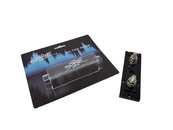 Soporte de fusibles ANL para terminal de anillo calibre 1/0 Sky High Car Audio niquelado con fusibles Foto 3 de 4