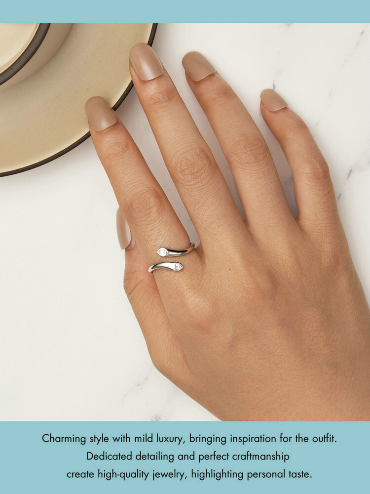 Voroco 925 Sterling Silver Double Love Opening Finger Rings