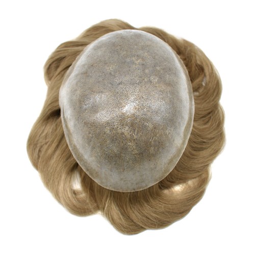 Mens Toupee Human Hair Systems Full Poly Thin Skin Hair Piece Replacement System - Picture 46 of 159
