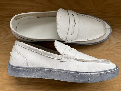 SANTONI Herren Weiße Leder Halbschuhe / Mokassins / Schuhe / Made in Italy / ...