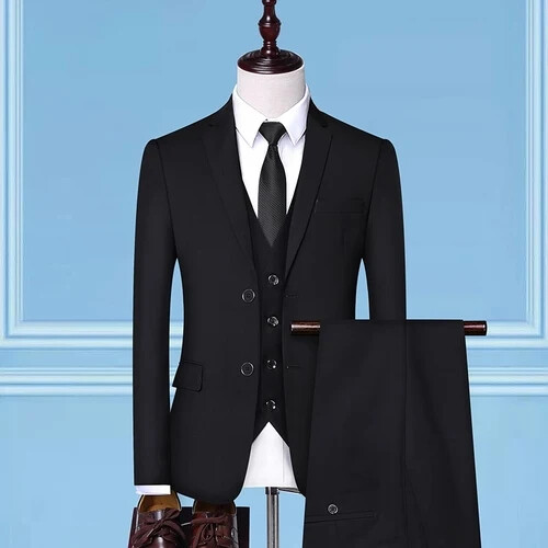 Men Wedding 3 Pieces Suit Set Coat Jacket Pants Vest Trousers Dress Waistcoat - Bild 8 von 40