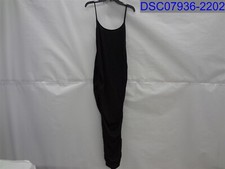 Womens 3XL Solid Black Spaghetti Strap Scrunched Sides Long Dress