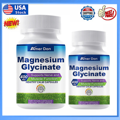 Magnesium Glycinate 400mg for Sleep Support, Stress & Anxiety Relief - 30/120 ct
