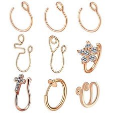 9pcs Fake Nose Rings African Nose Cuff Surgical Steel Non-piercing Jewlery