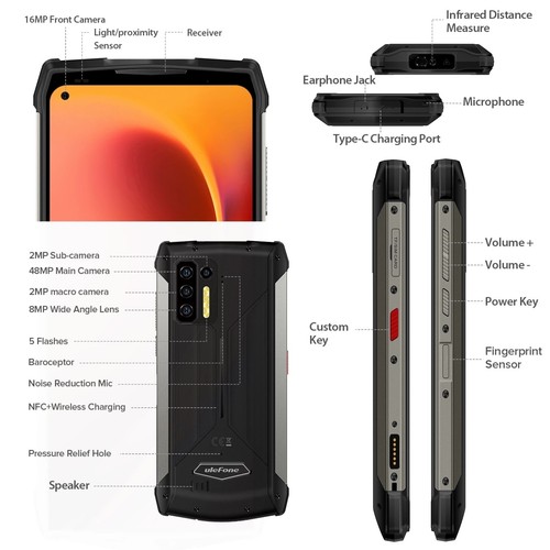 Ulefone Power Armor 13 Rugged Phone 8GB +256GB 48MP Camera 13200mAh OTG NFC - Picture 12 of 17