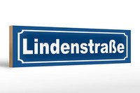 Holzschild Hinweis 46X10 Cm LindenstraßE Blaues Schild