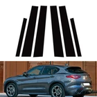 Window Pillar Posts Decal Cover Glossy Black For Alfa Romeo Stelvio 2017-2024