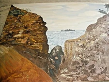 M.E.L.K. Oil Paint 14" x 17.5" USS Pine Island Calvin Bedecs Ship Original (GS1)