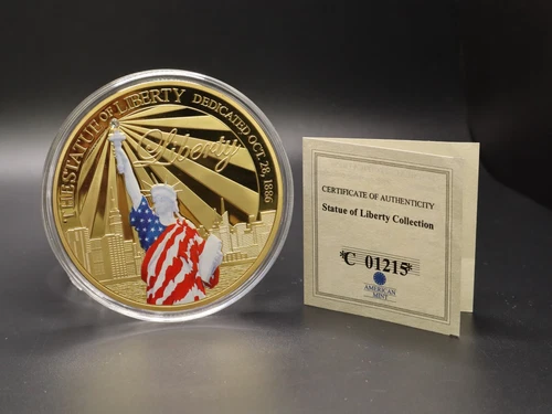 2013 Statue Of Liberty 24 k Layer Gold Coin Collection with Pouch & COA #01215