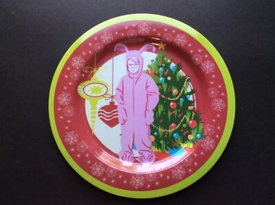 Kcare A Christmas Story 11" plastic Dinner plate Ralphie Pink Bunny Pajamas Tree