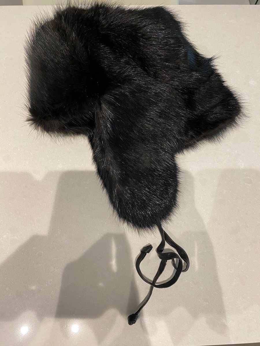 CROWN CAP Black Muskrat Full Fur Russian Style Hat XL Retail  display picture 3