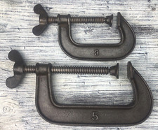 Lot of 2 - Vintage Wing Screw C-Clamps No. 3 & No.5 Made in USA