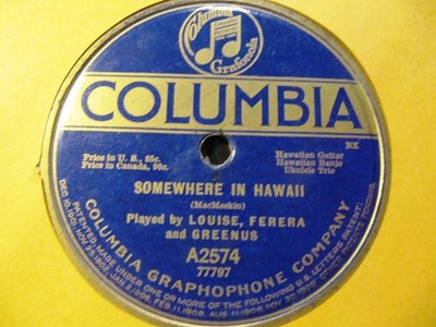 1918 Hawaiian Steel GUITAR LOUISE FERERA Irene Greenus Little Arabian Dreams COL