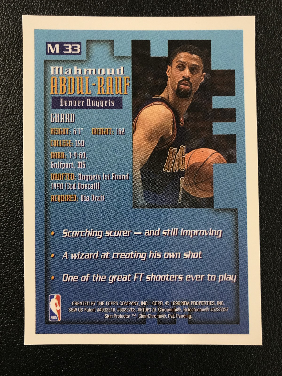 1995-96 Finest #M33 Mahmoud Abdul-Rauf Mystery Denver Nuggets Unpeeled