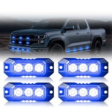 4pcs Sync Feature Strobe Lights For Trucks 4-led Emergency 3led-4pcs Blue 4pcs Sync Feature Strobe Lights For Trucks 4-led Emergency 3led-4pcs Blue