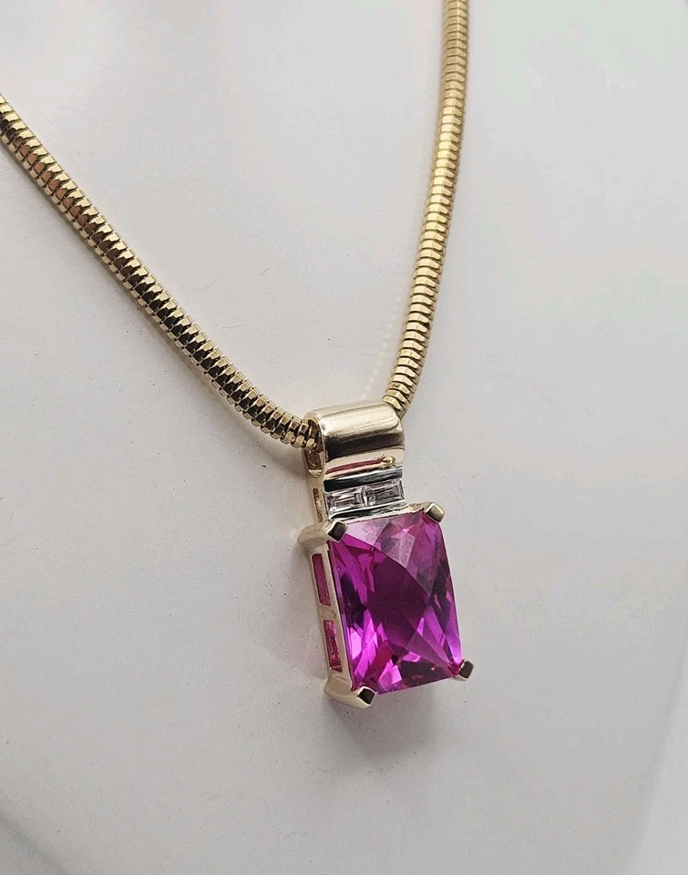 Colgante Ross Simons Plata de Ley Vermeil 10.32ct Zafiro Rosa y Blanco... Foto 2 de 4