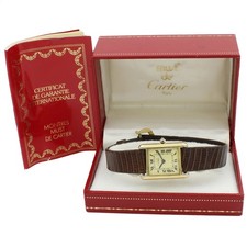 Women's Cartier Tank Vermeil 21mm Champagne Dial Quartz Wristwatch #W241403-1