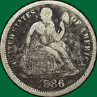 1886 Seated Liberty Dime Fine F Coin #37249