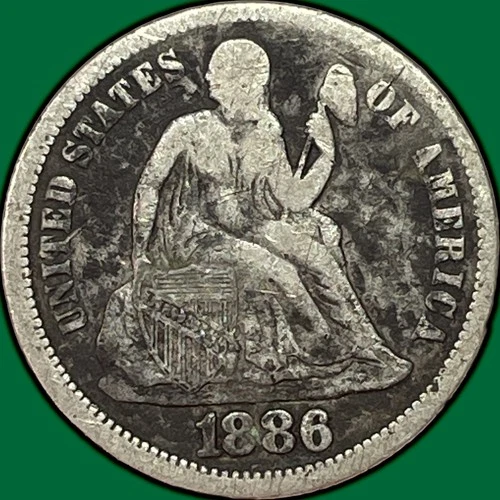 1886 Seated Liberty Dime Fine F Coin #37249