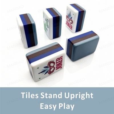 NEW! Vibrant Layered Mahjong Tiles   Full American Set 160Tiles - Gray-blue