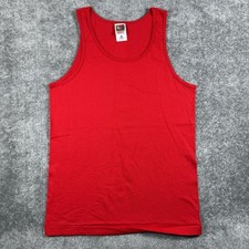 Vintage Fruit of the Loom Tank Top Men's Small Red Heavy Cotton Muscle USA Made