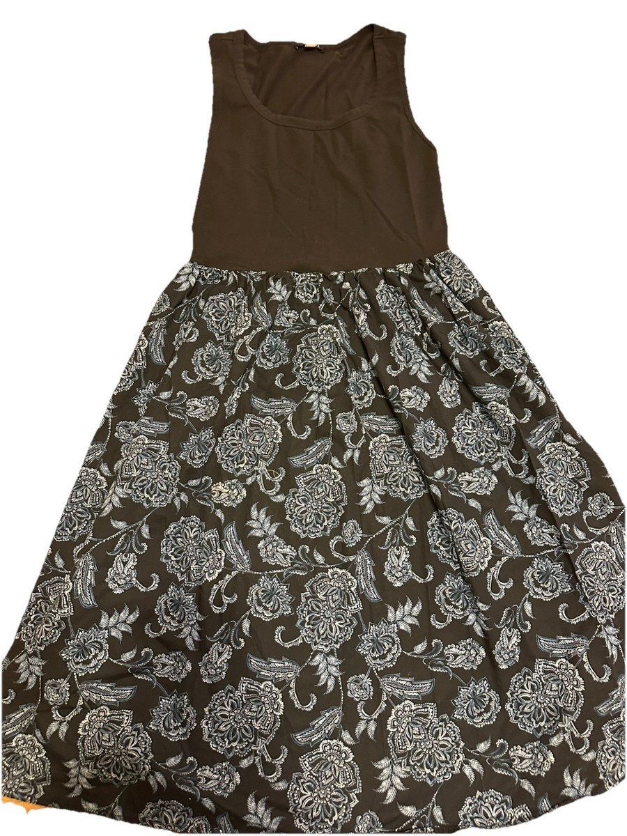 Tommy Hilfiger Womens Navy Blue Floral Mixed Media Sleeveless Midi Dress  Size 8 | eBay