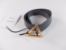 BOTTEGA VENETA Triangle gray leather belt Size 80 30 32 inch waist authentic