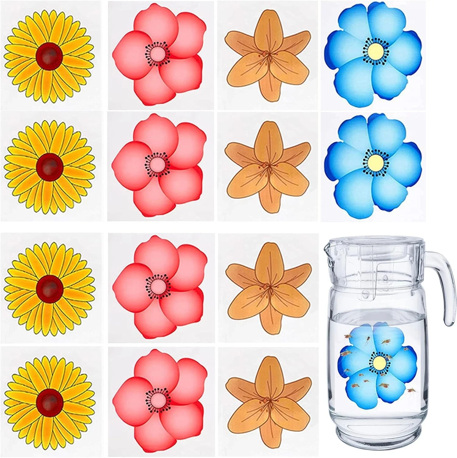 40 Pcs Window Fly Traps Floral Pattern Design Flies & Bug Sticky Fly Trap Sticke