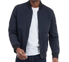 NEW Lucky Brand Men's Full Zip Pockets Bomber Jacket, Navy Blue, Size XL