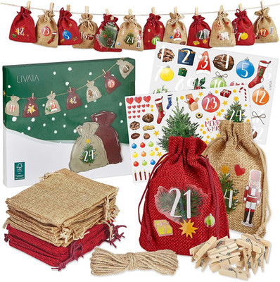 Adventskalender zum Befüllen 2025 - Jute Adventskalender zum Selbstbefüllen mit 