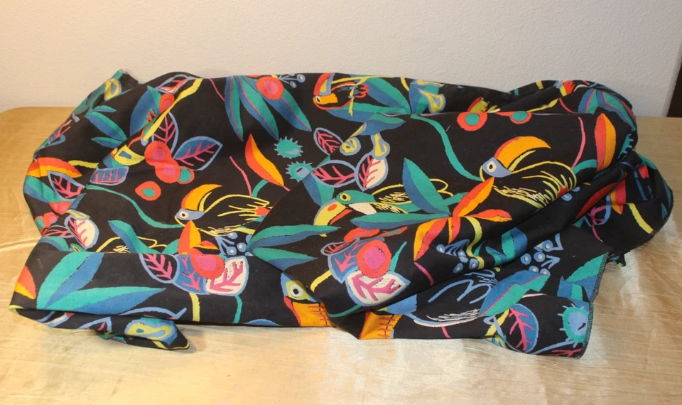 IKEA Stockholm Curtains Drapes BLACK MULTI COLOR TOUCAN VINTAGE MADE IN FRANCE - Image 2 of 4