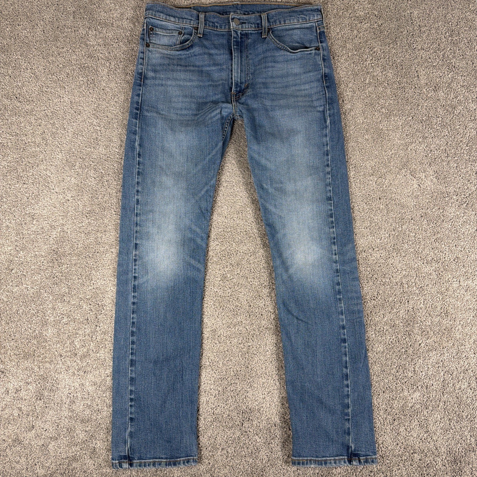 Levis 513 Jeans Mens 33x32 Whiskered Blue Denim Slim Straight Normcore Preppy