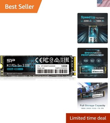 Silicon Power P34A60 128GB NVMe SSD - Ultra-Fast Read/Write Speeds for Gamers