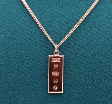 9CT ROSE GOLD INGOT AND FINE CURB CHAIN 6.5G