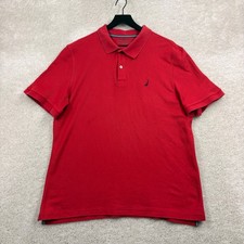 Nautica Shirt Mens Size Large Red Short Sleeve Performance Deck Polo Pique