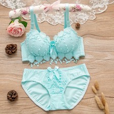 Wireless Bra Set Lace Embroidery Push Up Soft Comfortable Lingerie Set