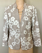 THE LIMITED Sand White FLoral Print Career Polyester Blend Blazer-Large-NWTS