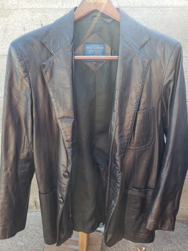 Cerruti 1881, Nino Cerruti Black Blazer Leather Jacket Lamb Skin Vintage Condition