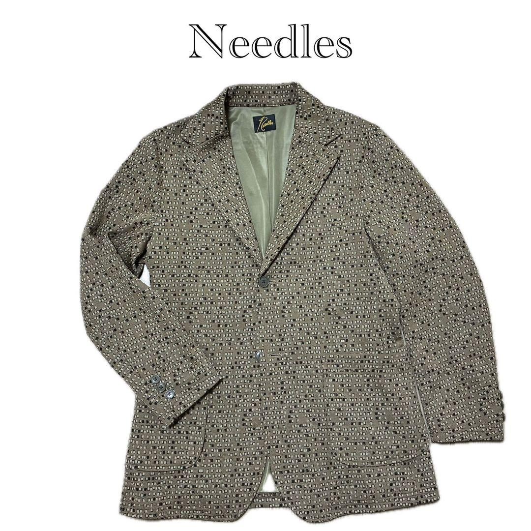 Needles S All-Over Pattern Block Jacket Brown 2 B… - image 1