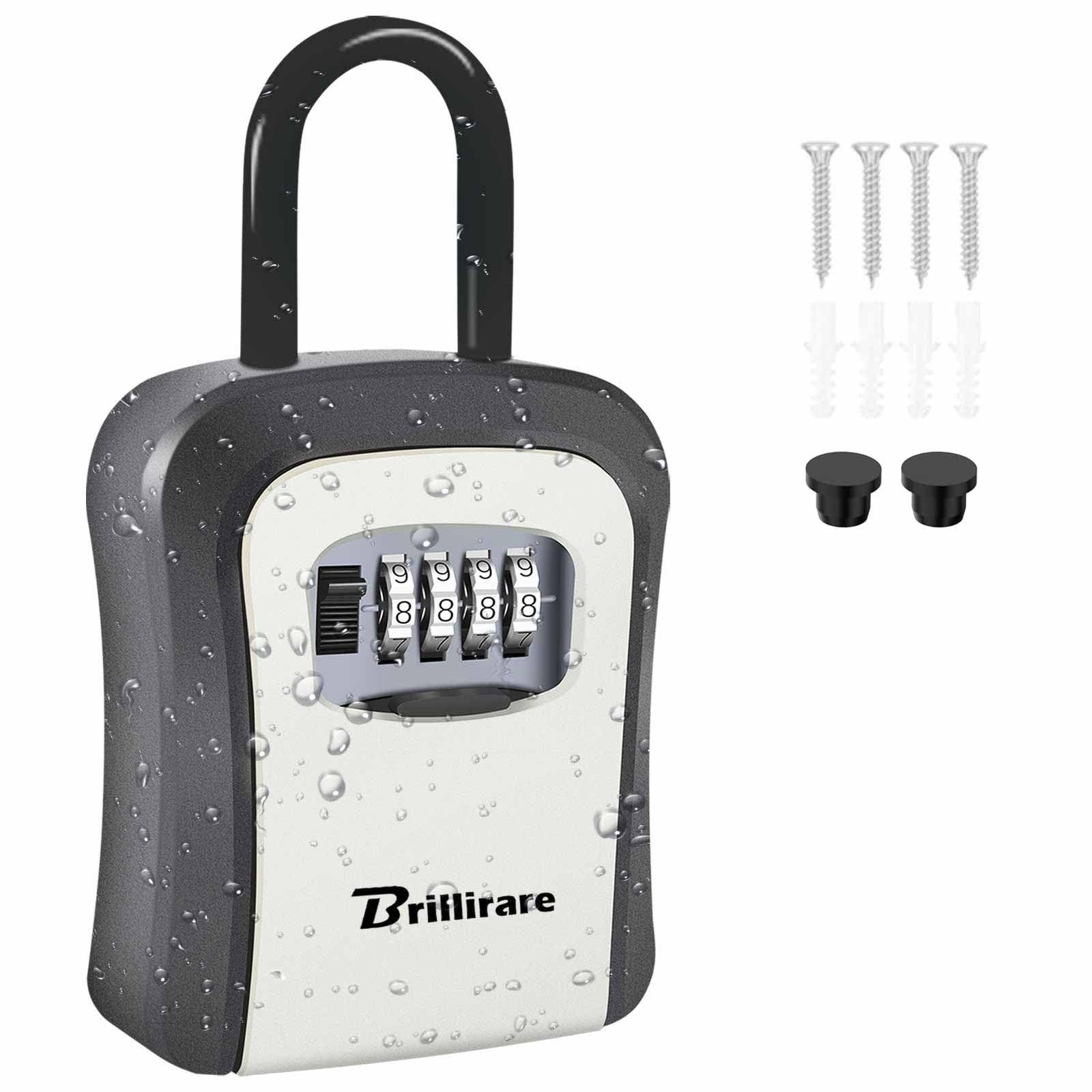 Key Lock Box, Waterproof Metal 4 Digits Combination Lockbox with Removable Sh...