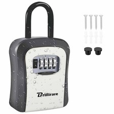 Key Lock Box, Waterproof Metal 4 Digits Combination Lockbox with Removable Sh...