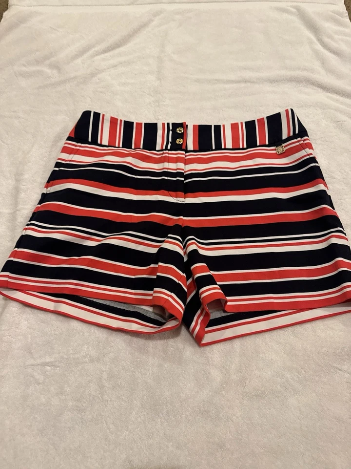 Ann Klein Shorts Womens 14 Striped Stretch Pockets Classic Logo Summer City - Image 4 of 4